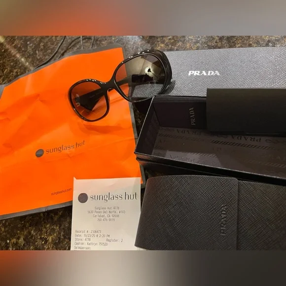 Authentic Prada Glossy Black PR 260s, Blk, Gry Grd Sunglasses NWT and Box 0PR_04YS__08U08G__STD__noshad_  main image 4